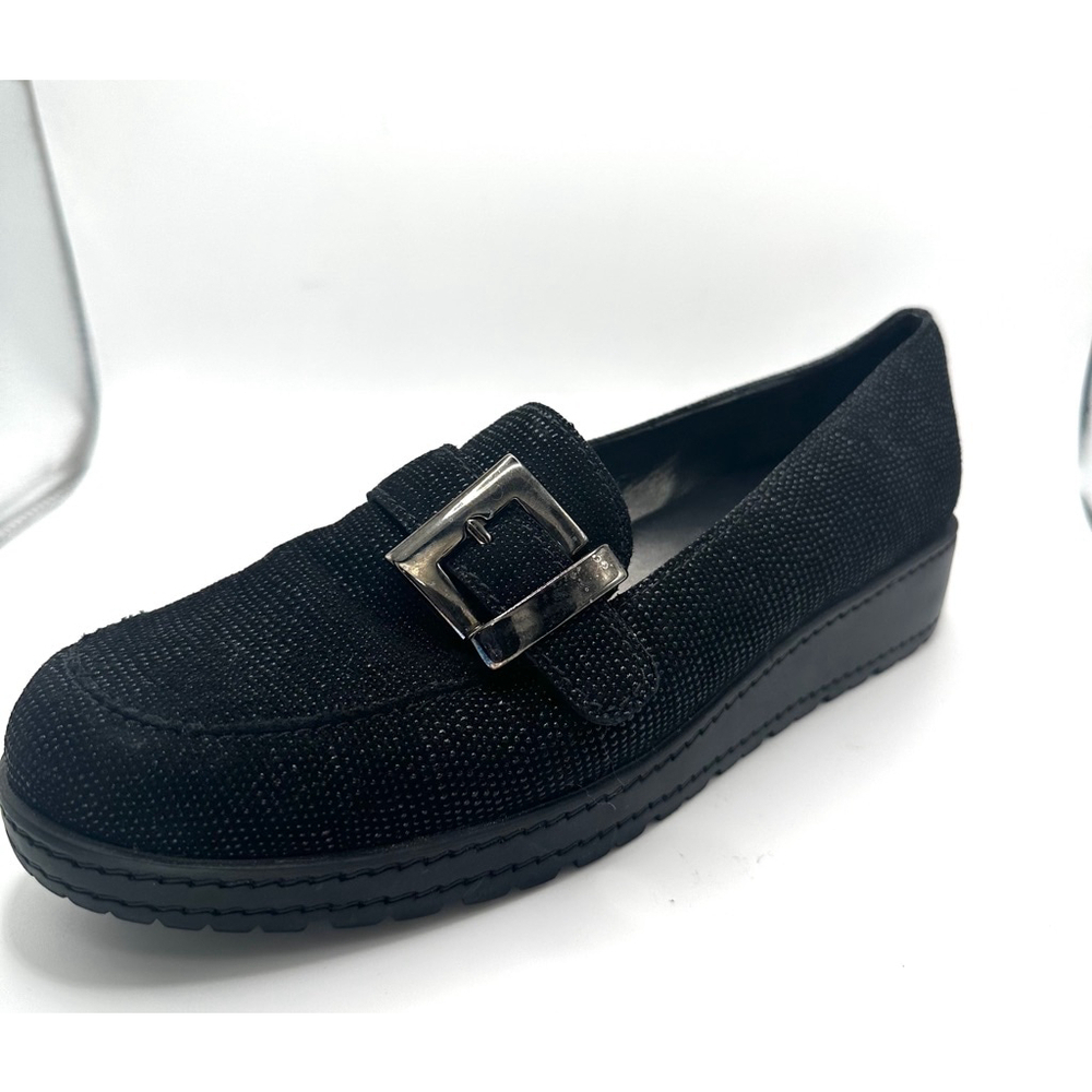 Stuart Weitzman Black micro beaded buckle loafers hSize 6.5 - Picture 5 of 11